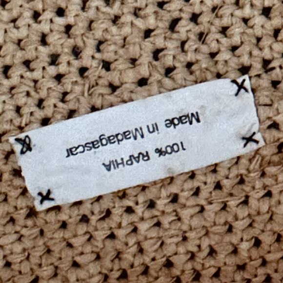 Annabel Ingall Australia Beige Tan Raffia Beach Shoulder Tote Capiz Shell Button - Picture 8 of 11